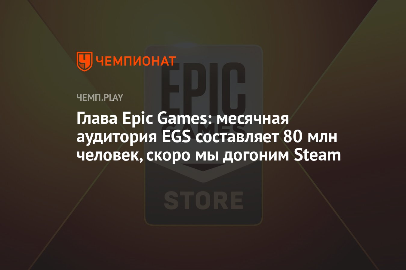 Глава Epic Games: месячная аудитория EGS составляет 80 млн человек, скоро мы  догоним Steam - Чемпионат