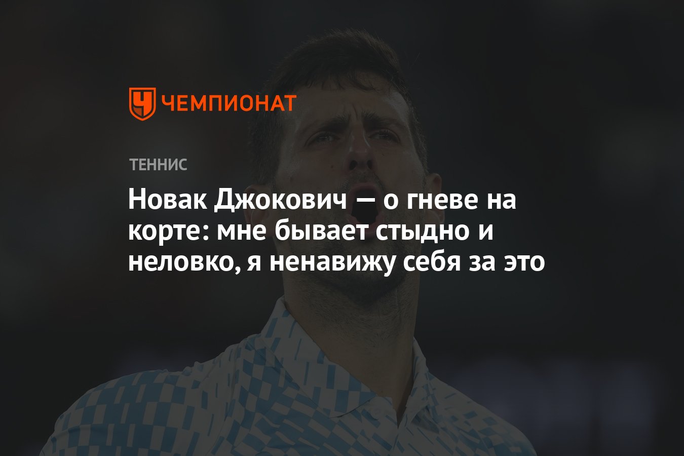 Новак Джокович — о гневе на корте: мне бывает стыдно и неловко, я ненавижу  себя за это - Чемпионат