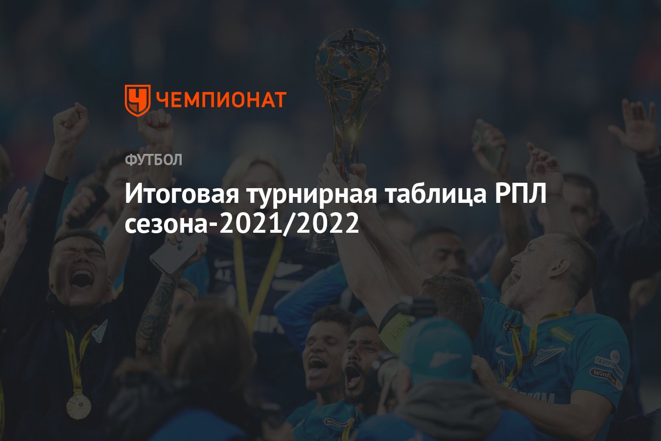 Итоговая турнирная таблица РПЛ сезона-2021/2022 - Чемпионат