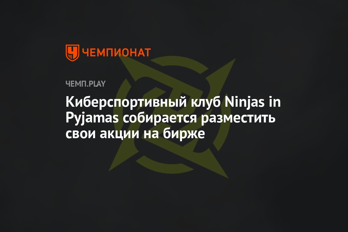 Киберспортивный клуб Ninjas in Pyjamas собирается разместить свои акции на  бирже - Чемпионат