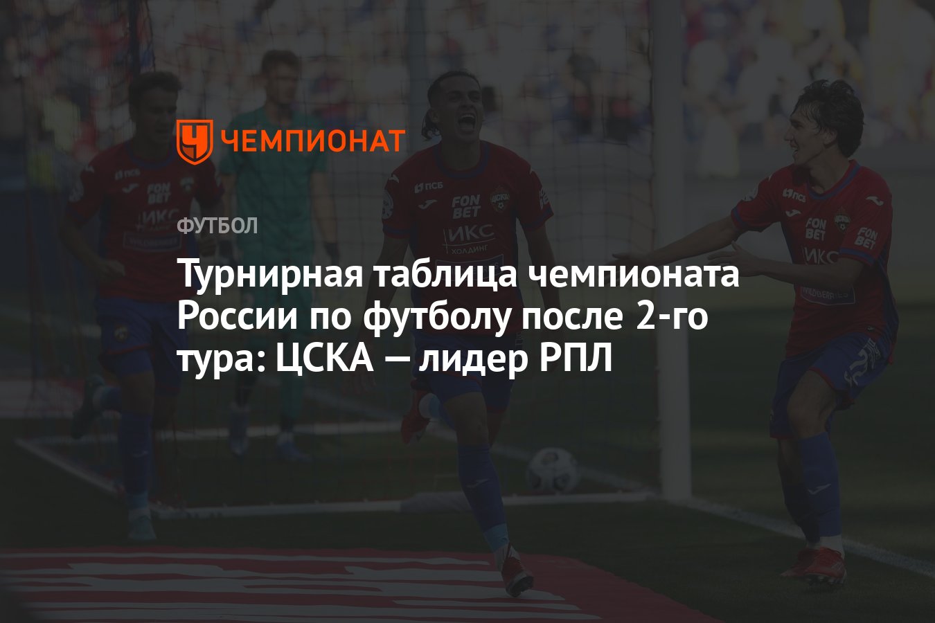 Турнирная таблица чемпионата России по футболу после 2-го тура: ЦСКА —  лидер РПЛ - Чемпионат