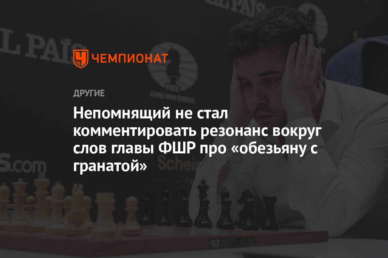 Непомнящий не стал комментировать резонанс вокруг слов главы ФШР про  «обезьяну с гранатой» - Чемпионат