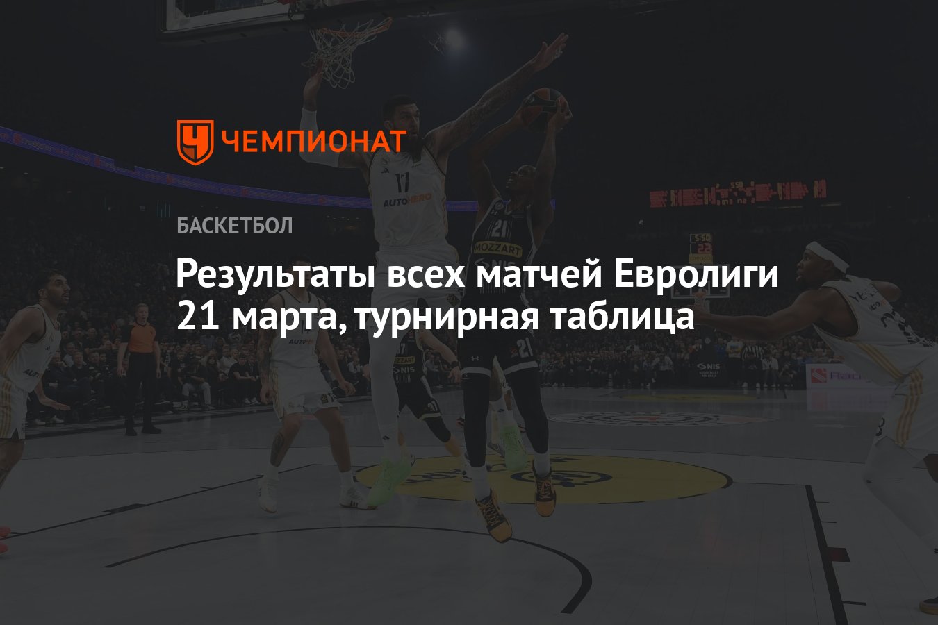 Результаты всех матчей Евролиги 21 марта, турнирная таблица - Чемпионат