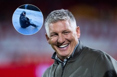 Швайнштайгер проводит лыжный сезон в горах. Видео