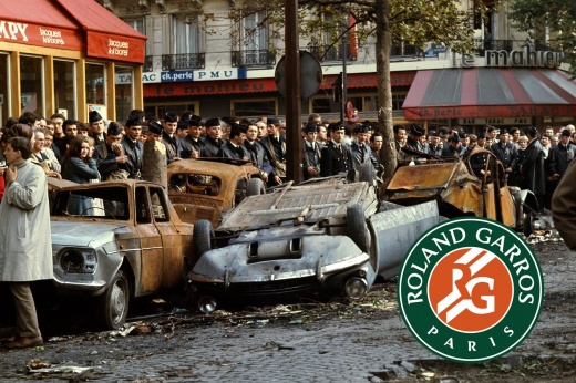 В 1968-м революция в Париже едва не отменила «Ролан Гаррос». Протестующие жгли автомобили