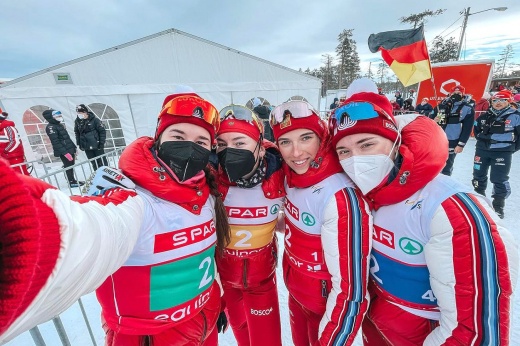 Russian skiers won the relay at the Junior World Championships.  In 10 minutes the victory was taken away