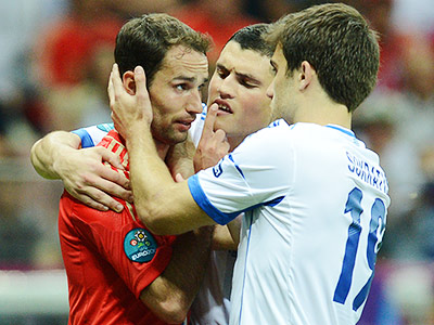 Широков в матче против сборной Греции на Евро-2012