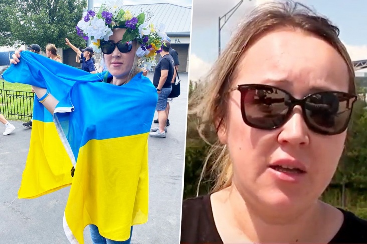 Фанатка с флагом Украины едва не сорвала матч