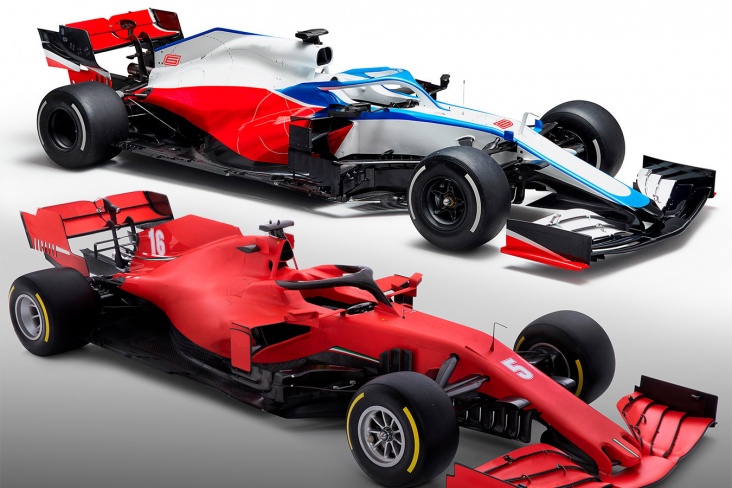 Машины Формулы-1, если убрать с них всю рекламу