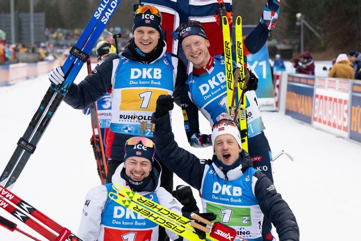 Кубок мира по биатлону — 2022/2023: сборная Норвегии выиграла мужскую эстафету даже со штрафным кругом!