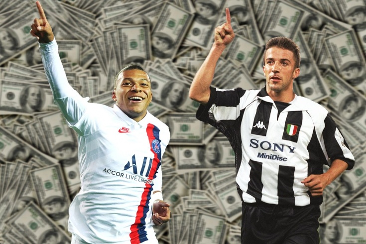 Зарплаты в футболе, сравнение, 1999 и 2022, самые высокооплачиваемые игроки — Дель Пьеро, Роналдо, Мбаппе, Месси, Неймар