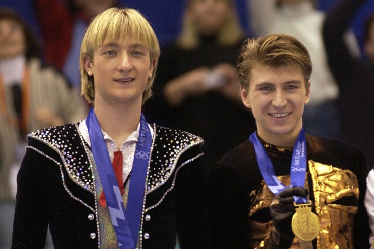 Евгений Плющенко и Алексей Ягудин на ОИ-2002